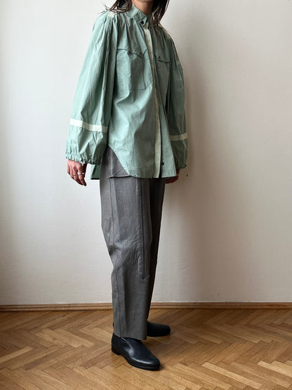 80s center zip leather trouser