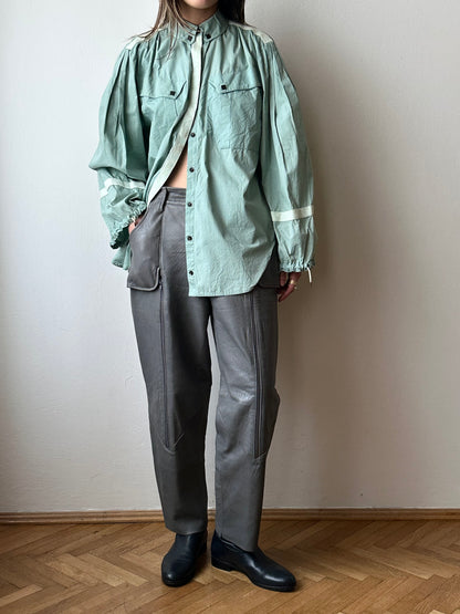 80s center zip leather trouser