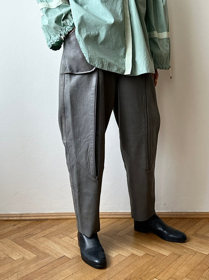 80s center zip leather trouser