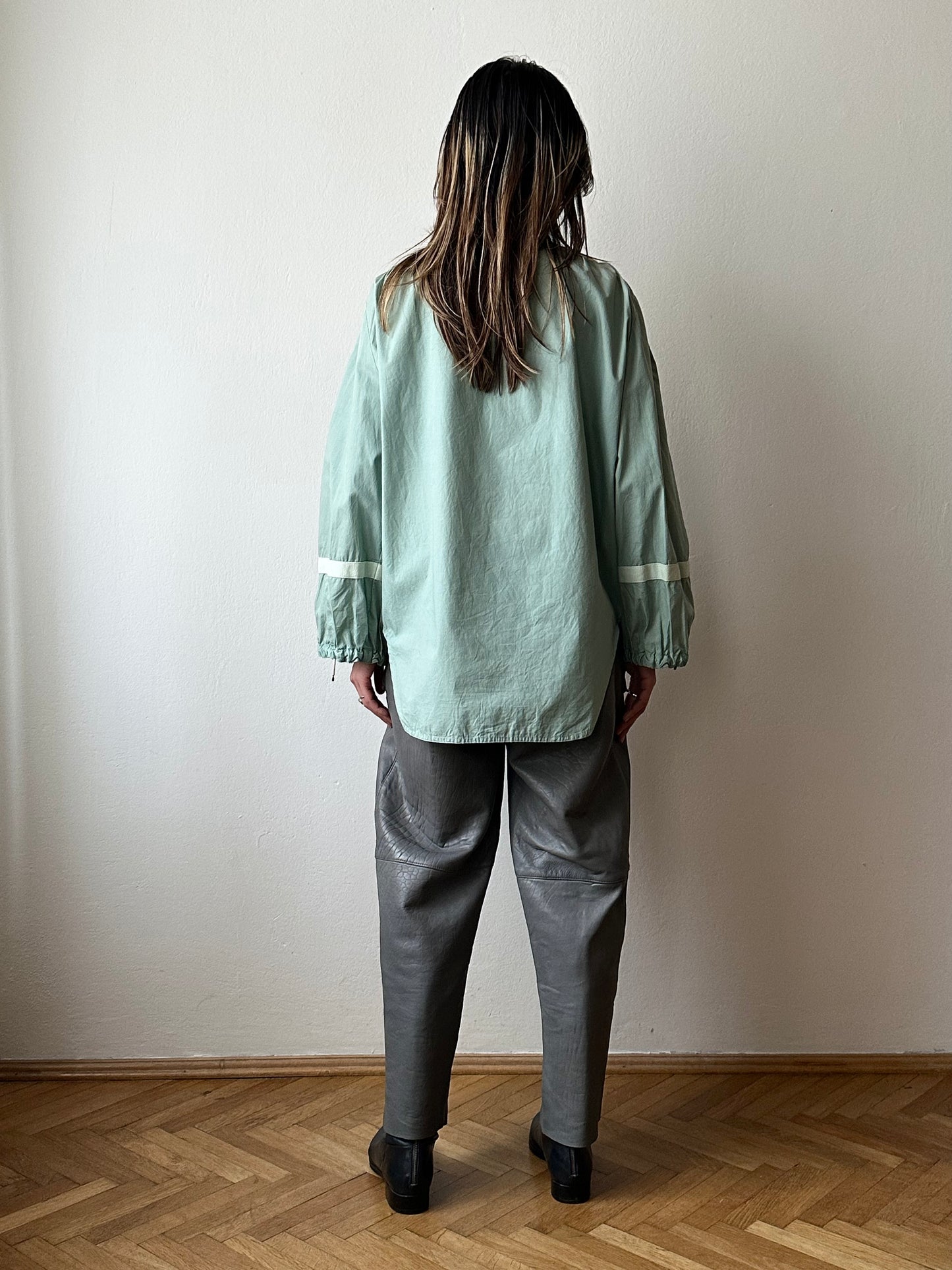 80s center zip leather trouser