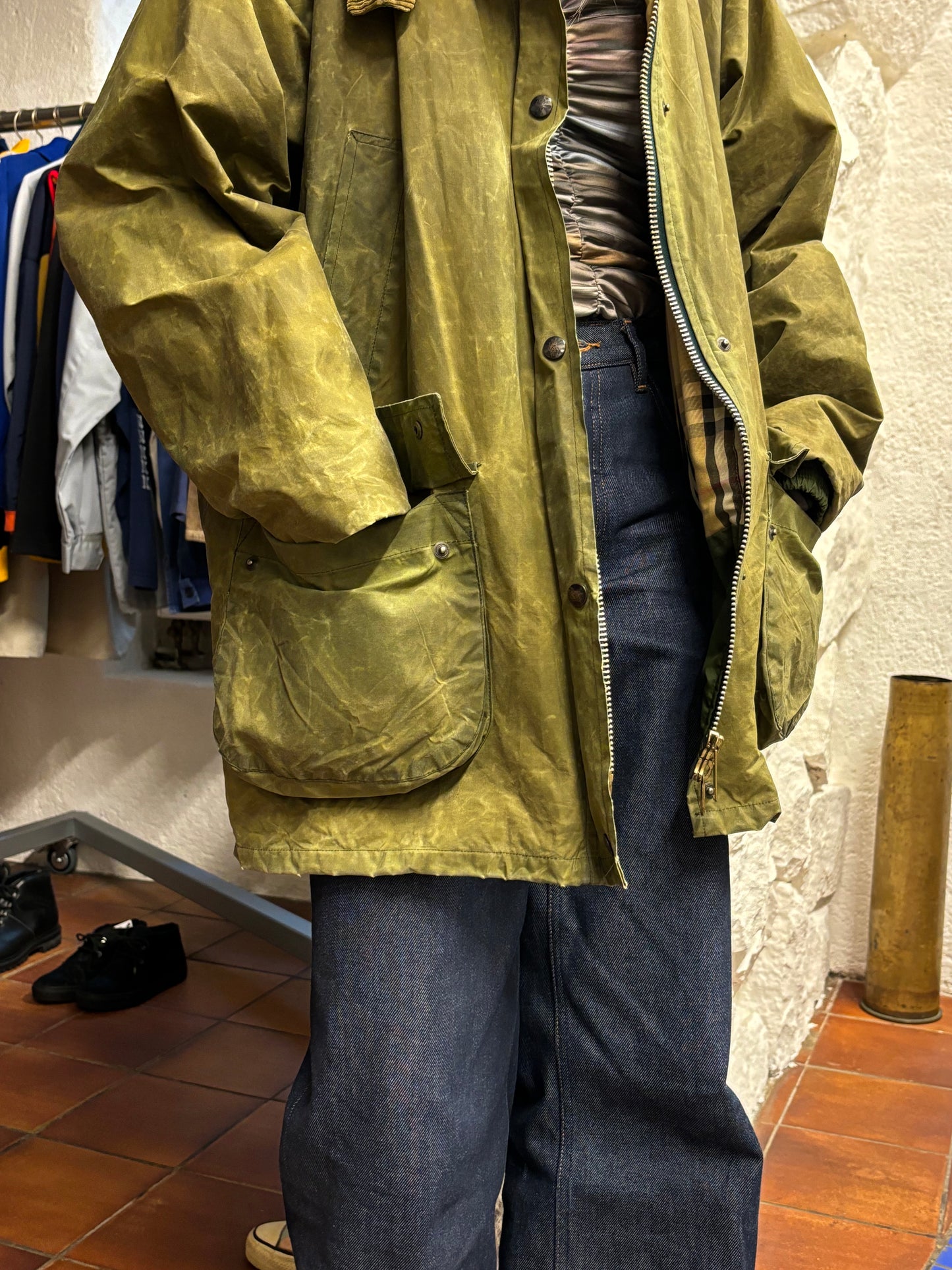 Burberrys Waxed Cotton Jacket 80's 90's 80年代 90年代 バーバリー Made in England イギリス製 Toto プラハ 古着屋 古着 Praha Prague Vintage store Vintage clothing イギリス古着 オイルドジャケット Rare レア 古着卸 フランス買い付け イギリス買い付け ユーロ古着 ヨーロッパ古着