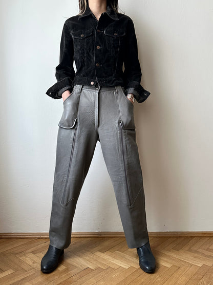 80s center zip leather trouser