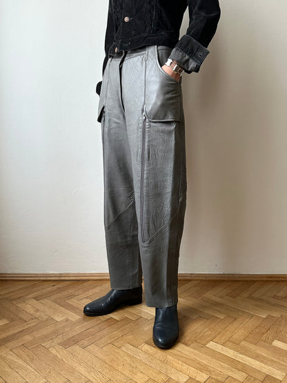 80s center zip leather trouser