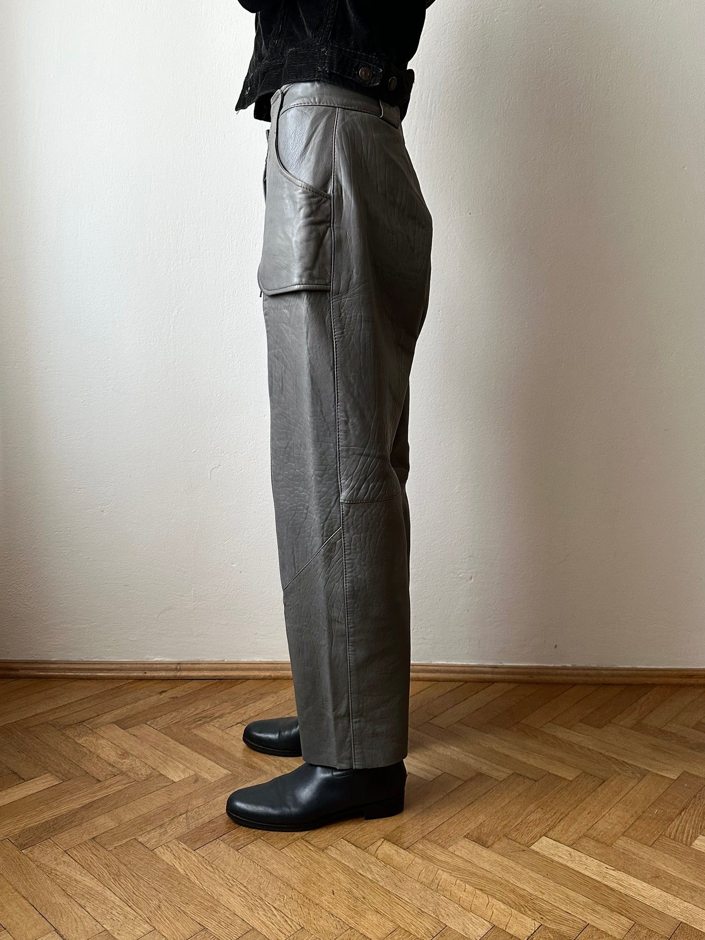 80s center zip leather trouser