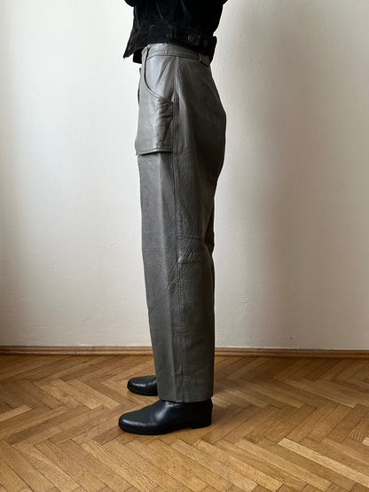80s center zip leather trouser