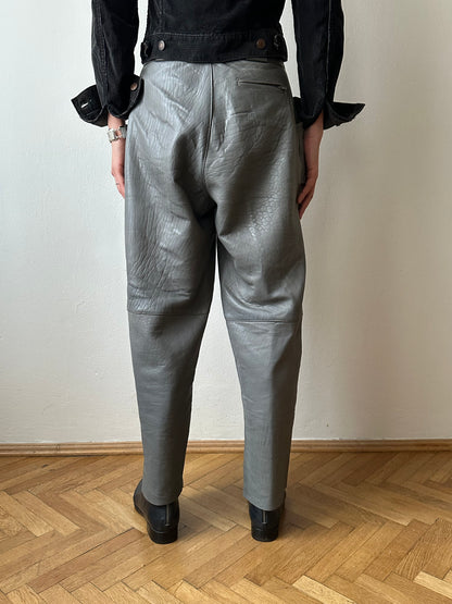 80s center zip leather trouser