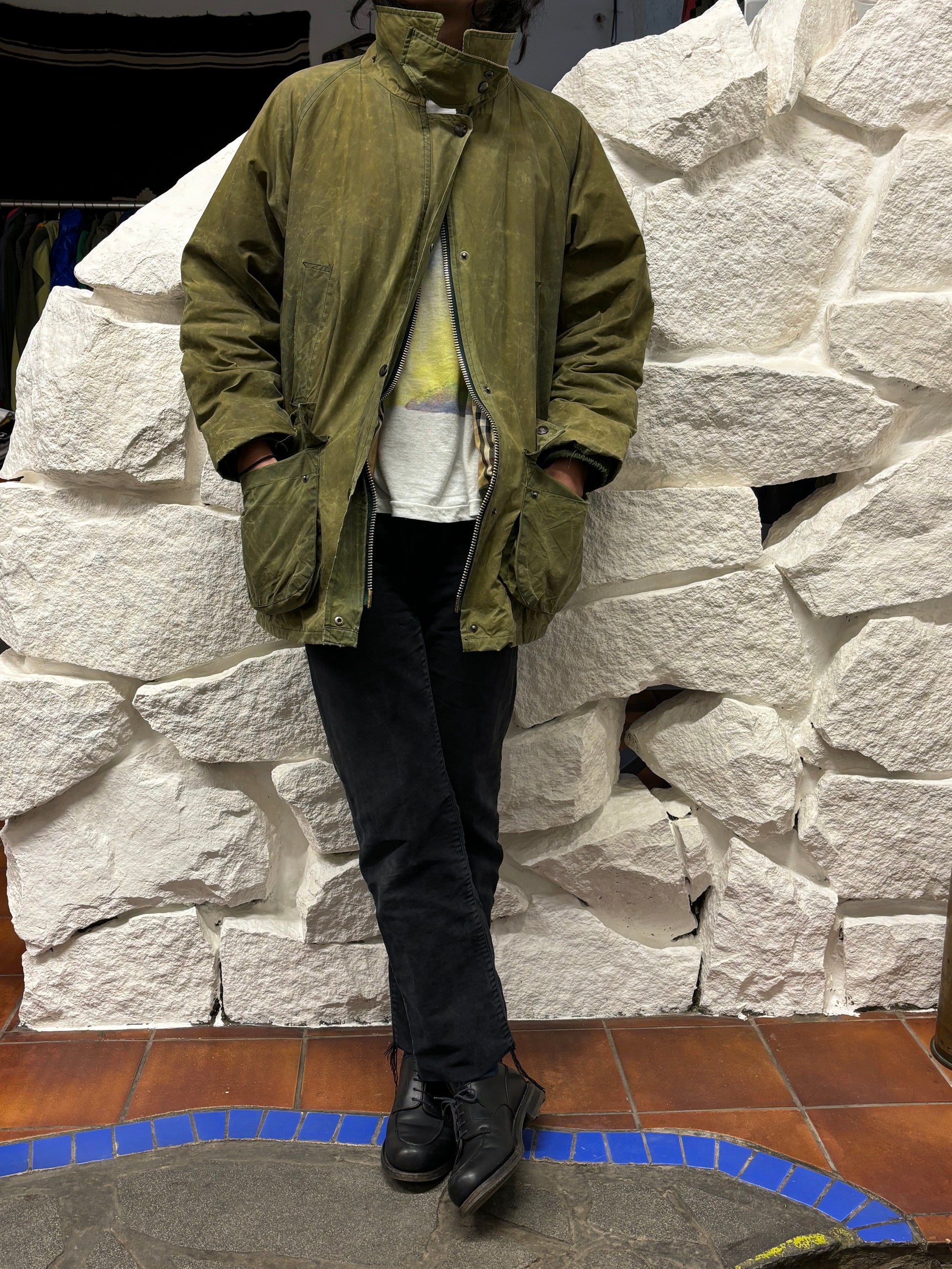 Burberrys Waxed Cotton Jacket 80's 90's 80年代 90年代 バーバリー Made in England イギリス製 Toto プラハ 古着屋 古着 Praha Prague Vintage store Vintage clothing イギリス古着 オイルドジャケット Rare レア 古着卸 フランス買い付け イギリス買い付け ユーロ古着 ヨーロッパ古着