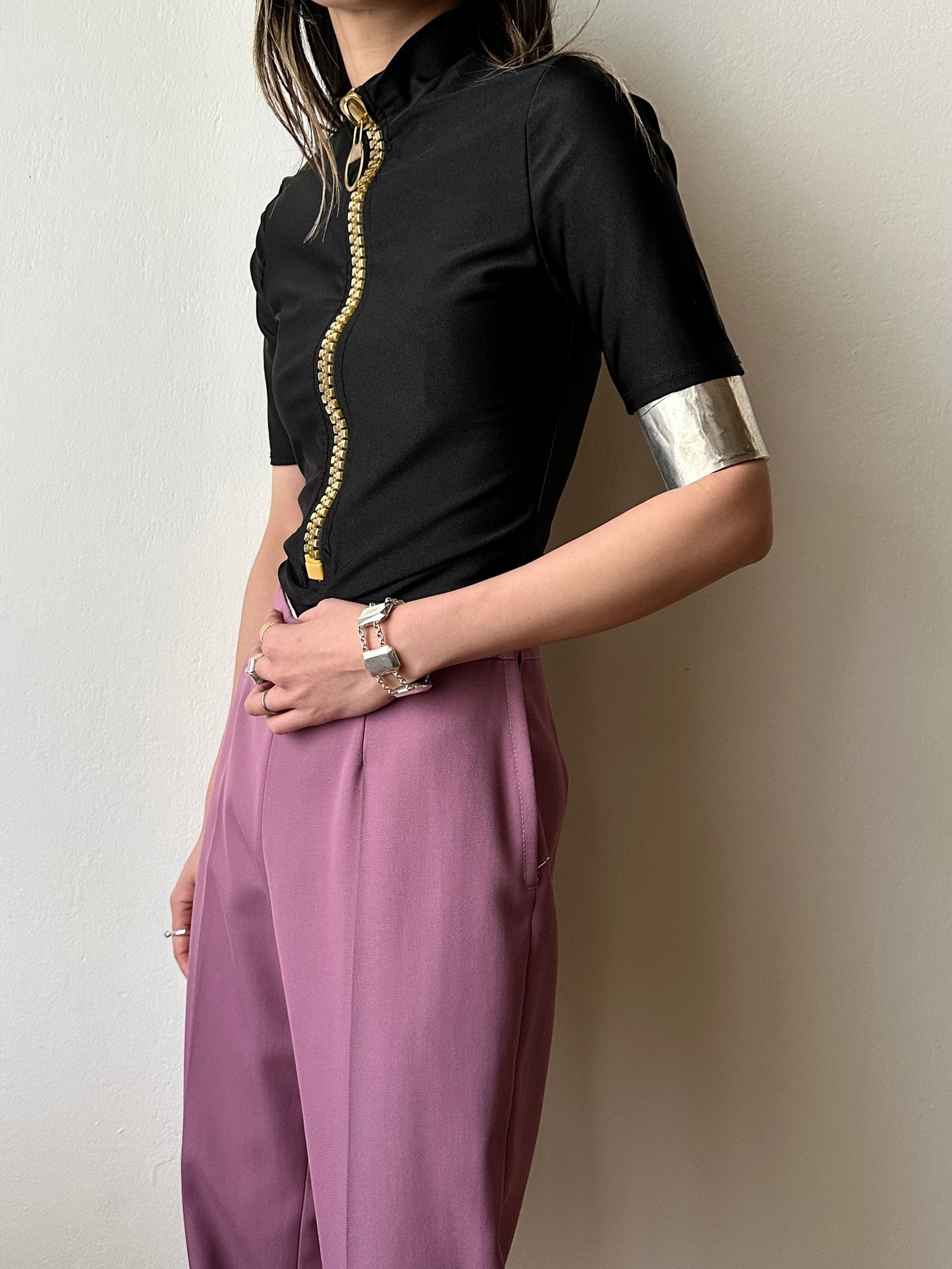 Purple smoke wrinkleless trouser