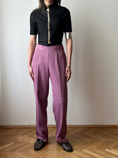 Purple smoke wrinkleless trouser
