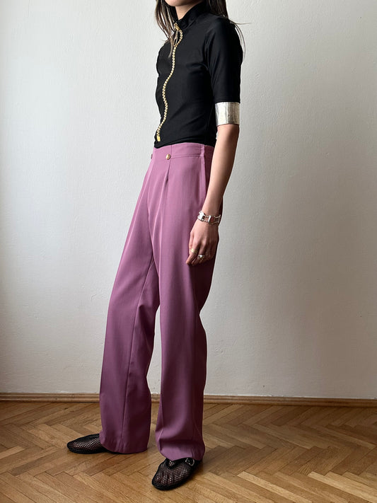 Purple smoke wrinkleless trouser