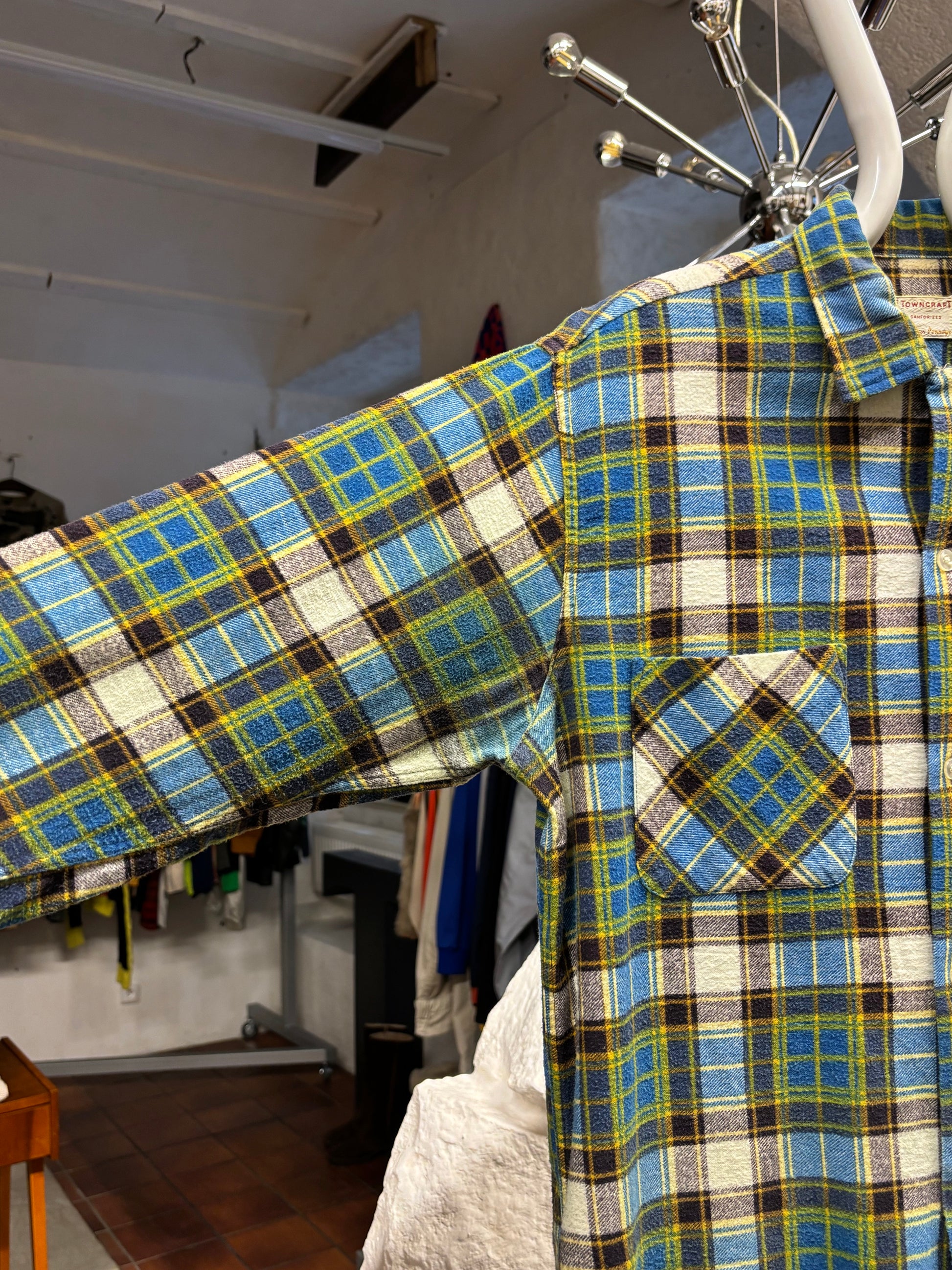 60's 60年代 1960's Towncraft タウンクラフト アメリカ古着 アメリカンヴィンテージ Vintage shirt ネルシャツ チェックシャツ Toto Vintage store Praha Prague 古着屋 プラハ 古着 Cotton コットン ユーロ古着 ヨーロッパ古着 古着卸 グランジ