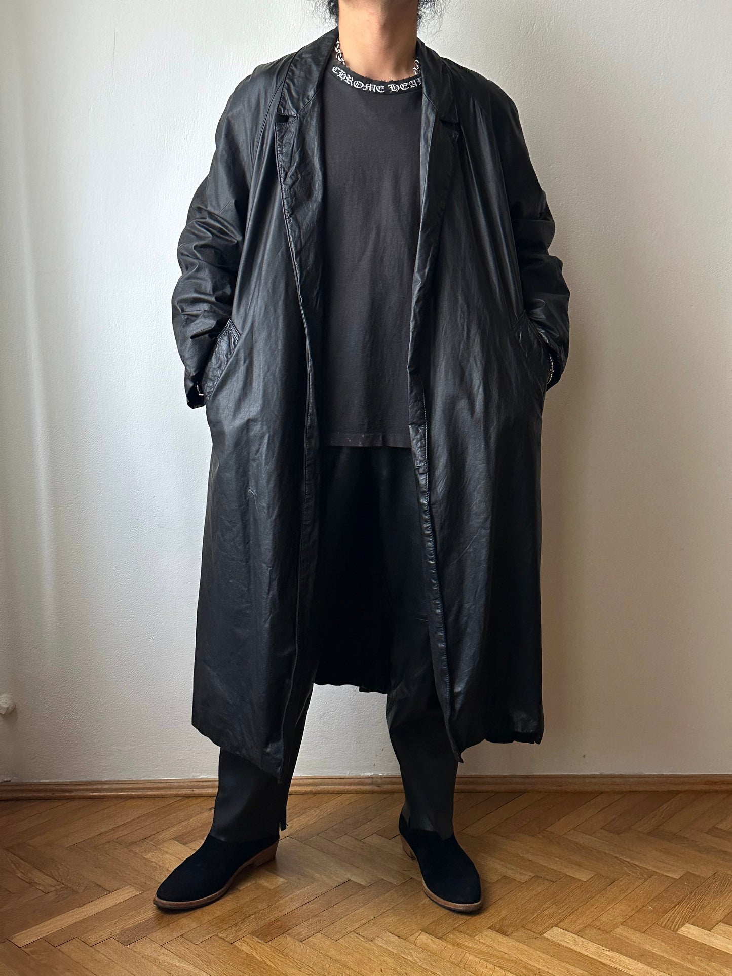 Black leather haori, Italy