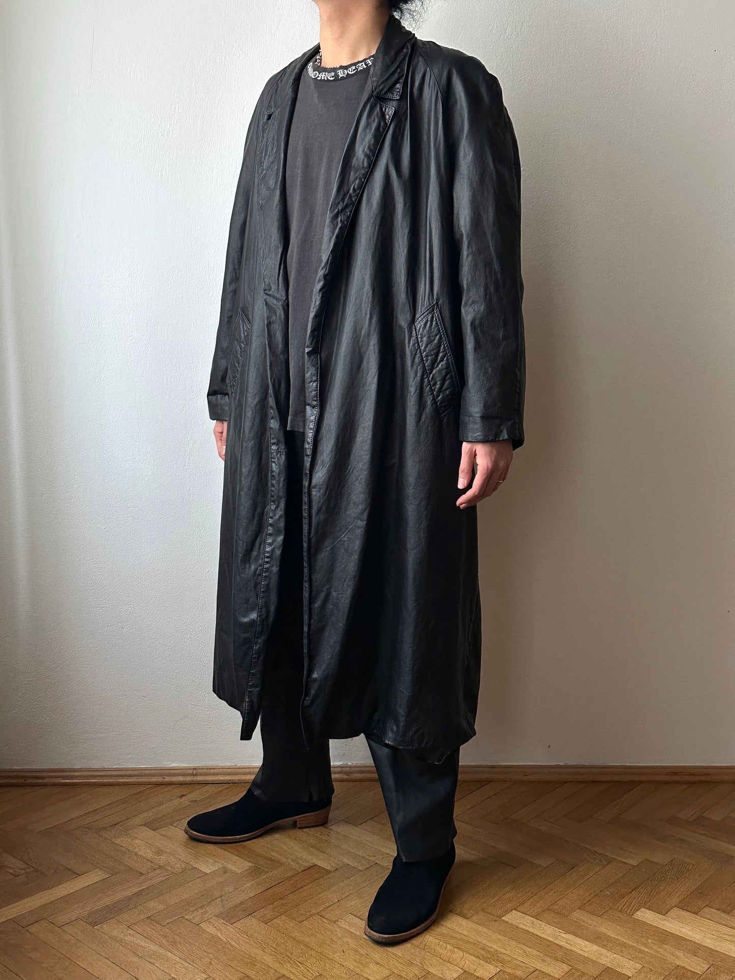Black leather haori, Italy