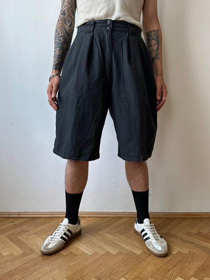 Black Linen / Cotton shorts - w30