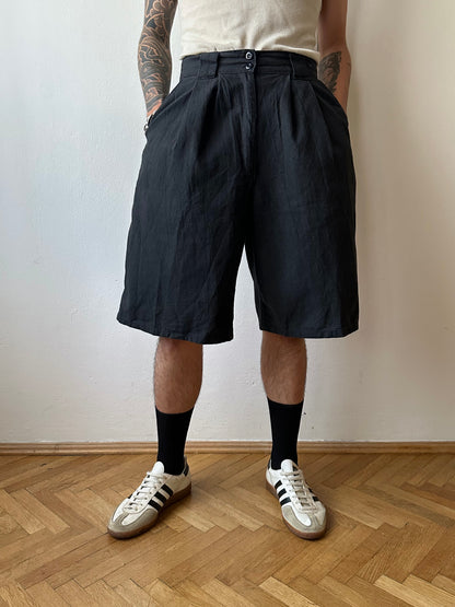 Black Linen / Cotton shorts - w30