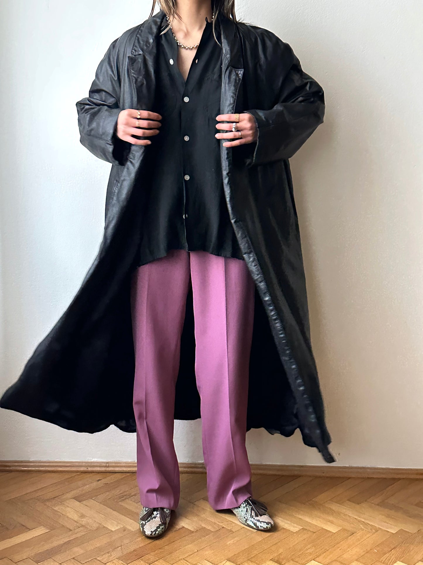 Purple smoke wrinkleless trouser