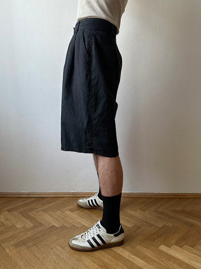 Black Linen / Cotton shorts - w30