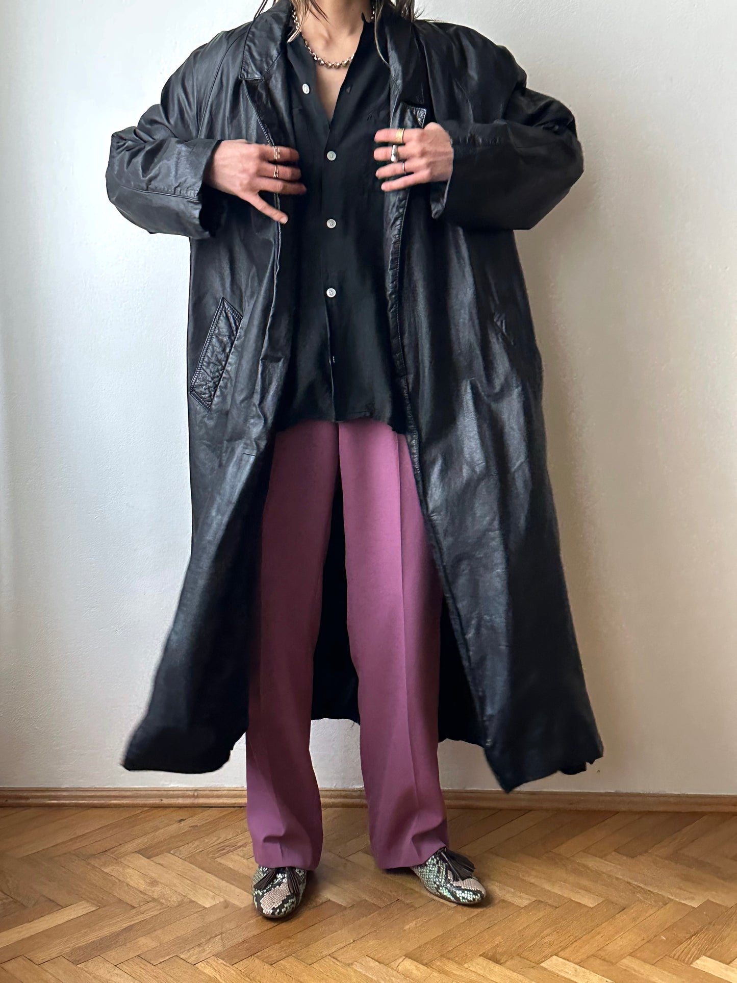 Black leather haori, Italy