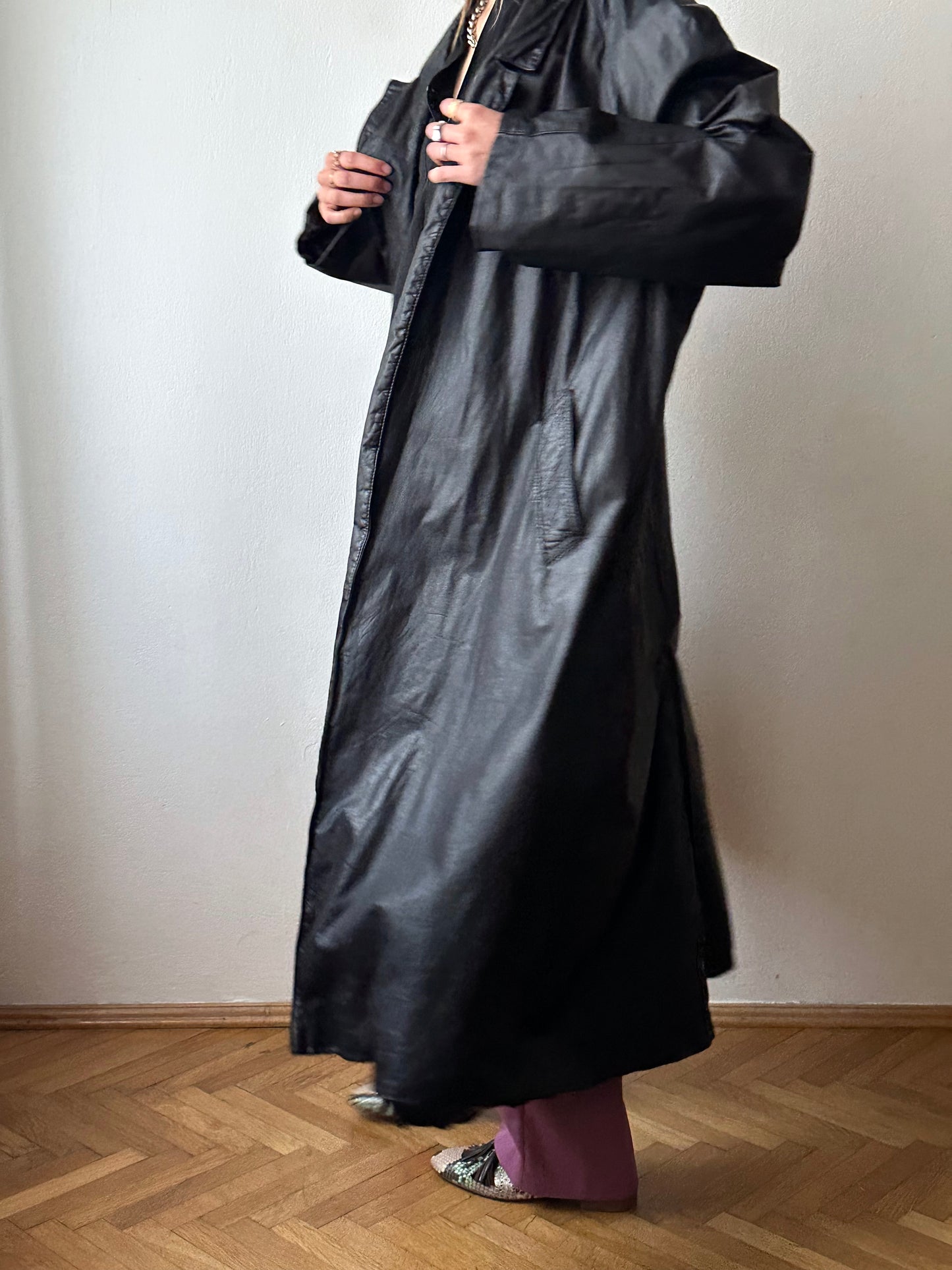 Black leather haori, Italy