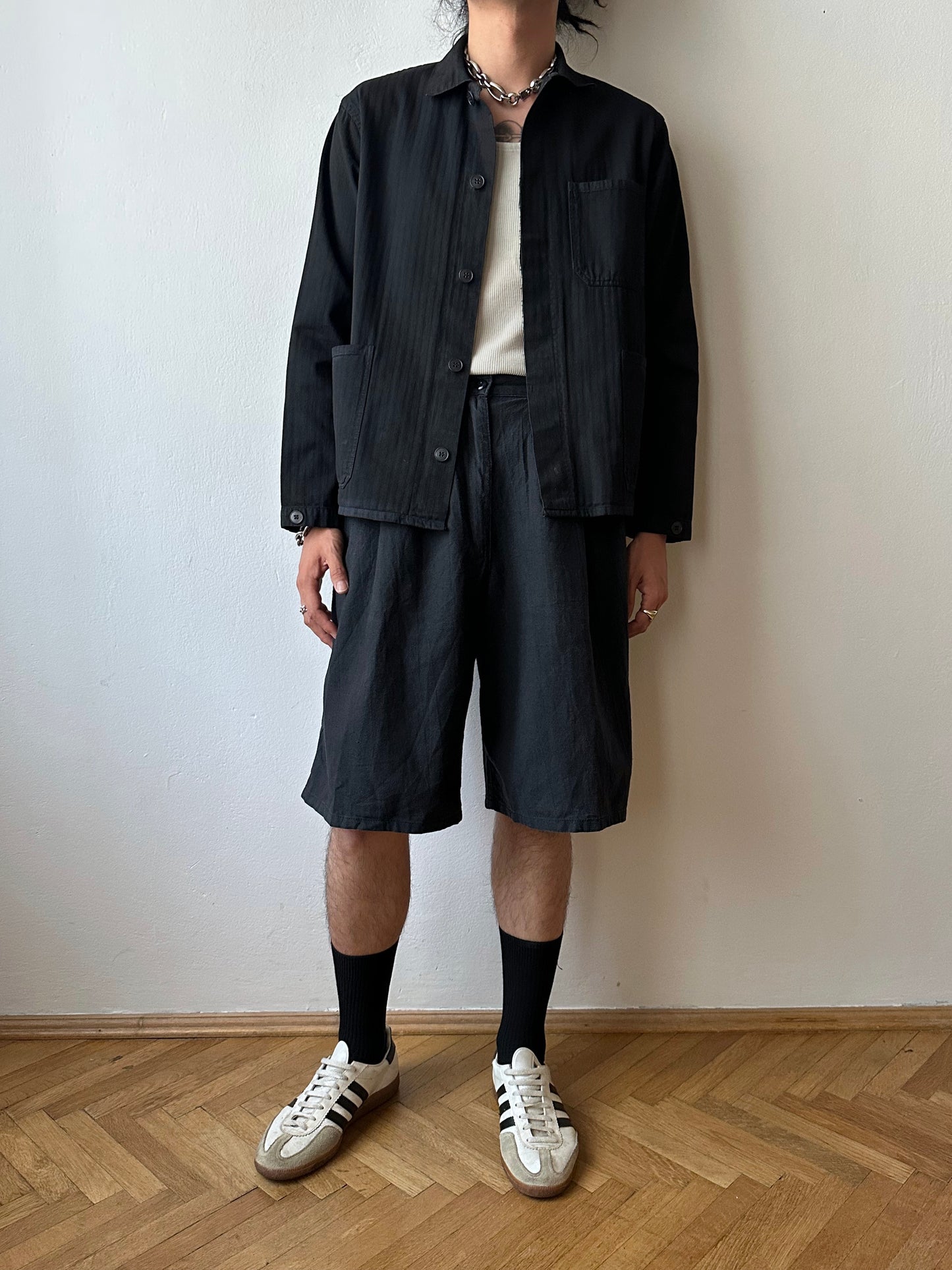 Black Linen / Cotton shorts - w30