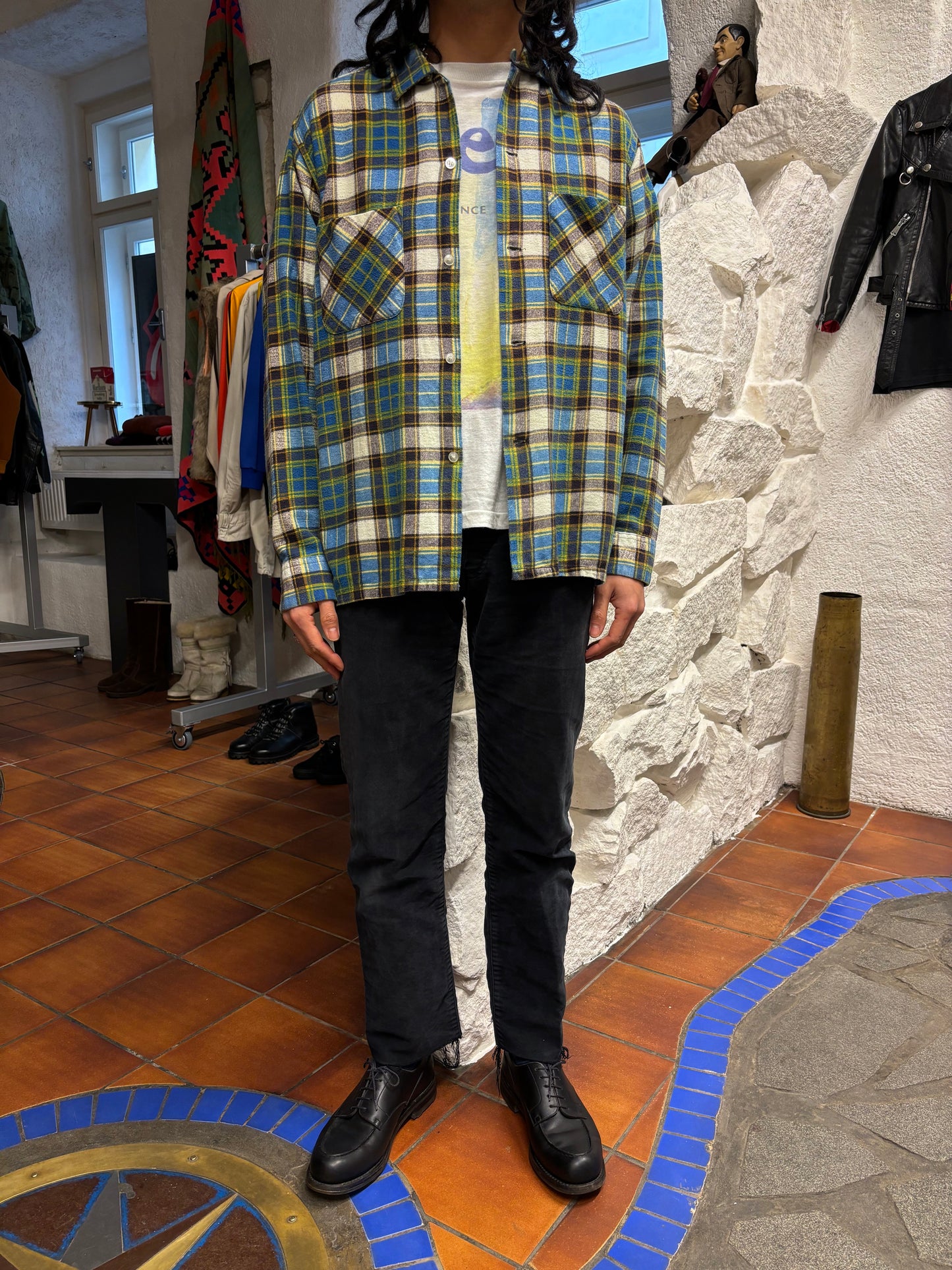 60's 60年代 1960's Towncraft タウンクラフト アメリカ古着 アメリカンヴィンテージ Vintage shirt ネルシャツ チェックシャツ Toto Vintage store Praha Prague 古着屋 プラハ 古着 Cotton コットン ユーロ古着 ヨーロッパ古着 古着卸 グランジ