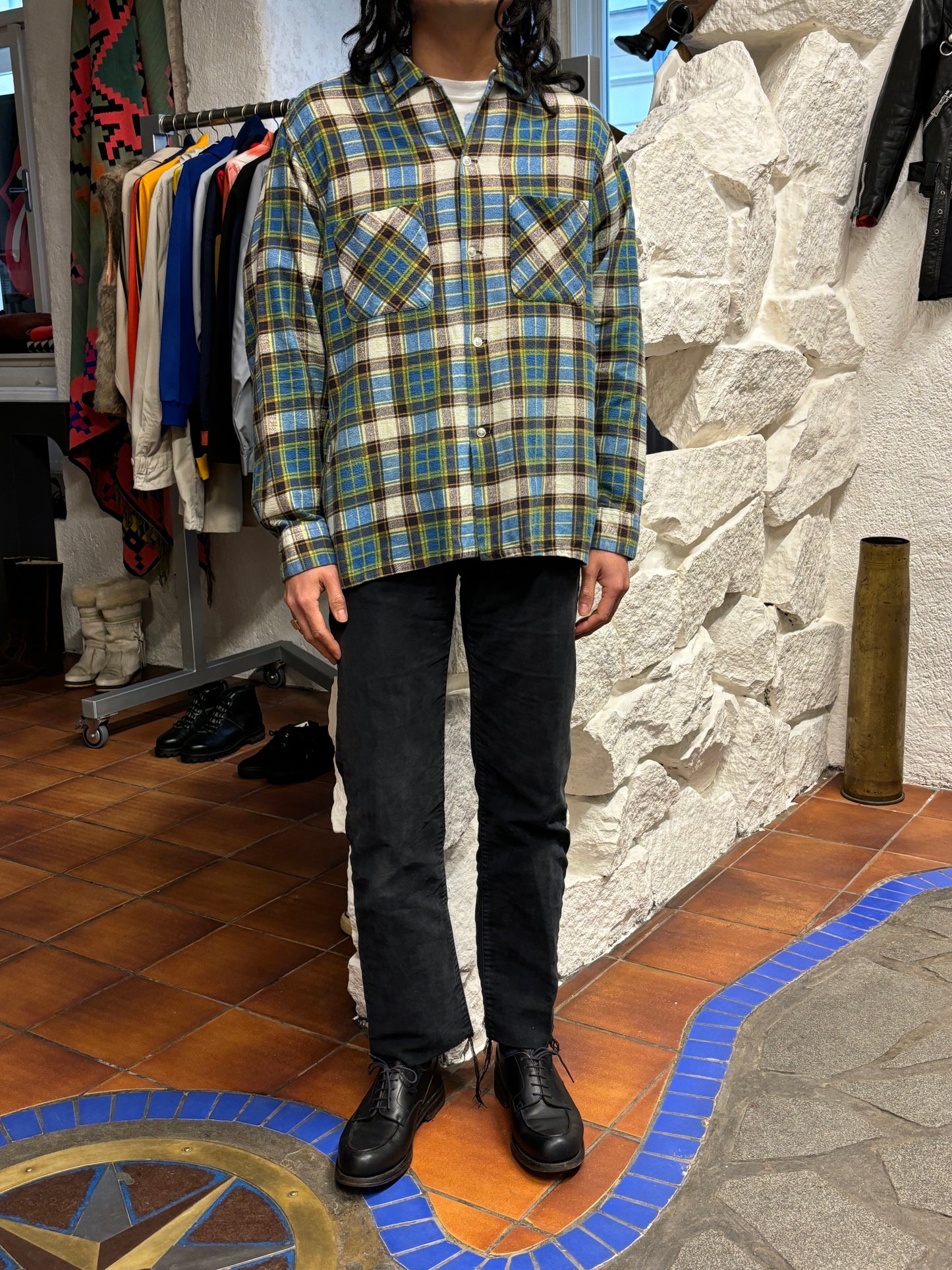 60's 60年代 1960's Towncraft タウンクラフト アメリカ古着 アメリカンヴィンテージ Vintage shirt ネルシャツ チェックシャツ Toto Vintage store Praha Prague 古着屋 プラハ 古着 Cotton コットン ユーロ古着 ヨーロッパ古着 古着卸 グランジ