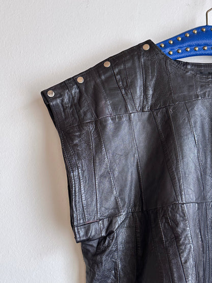 Black leather vest