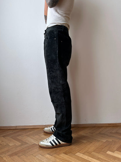 Black leather suède trousers - w31