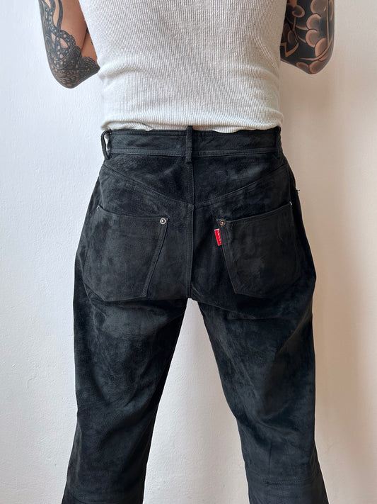 Black leather suède trousers - w31