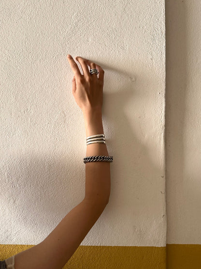 BOTTEGA VENETA Intrecciato chain silver ID brcelet