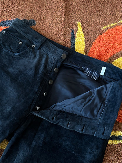 Black leather suède trousers - w31