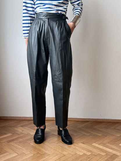 Grey leather trousers