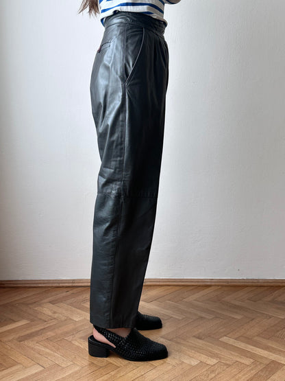 Grey leather trousers