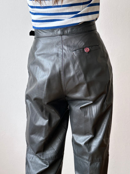 Grey leather trousers