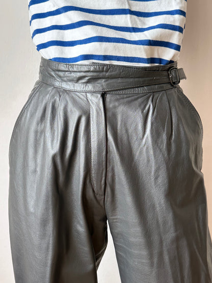Grey leather trousers