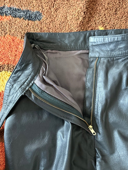 Grey leather trousers