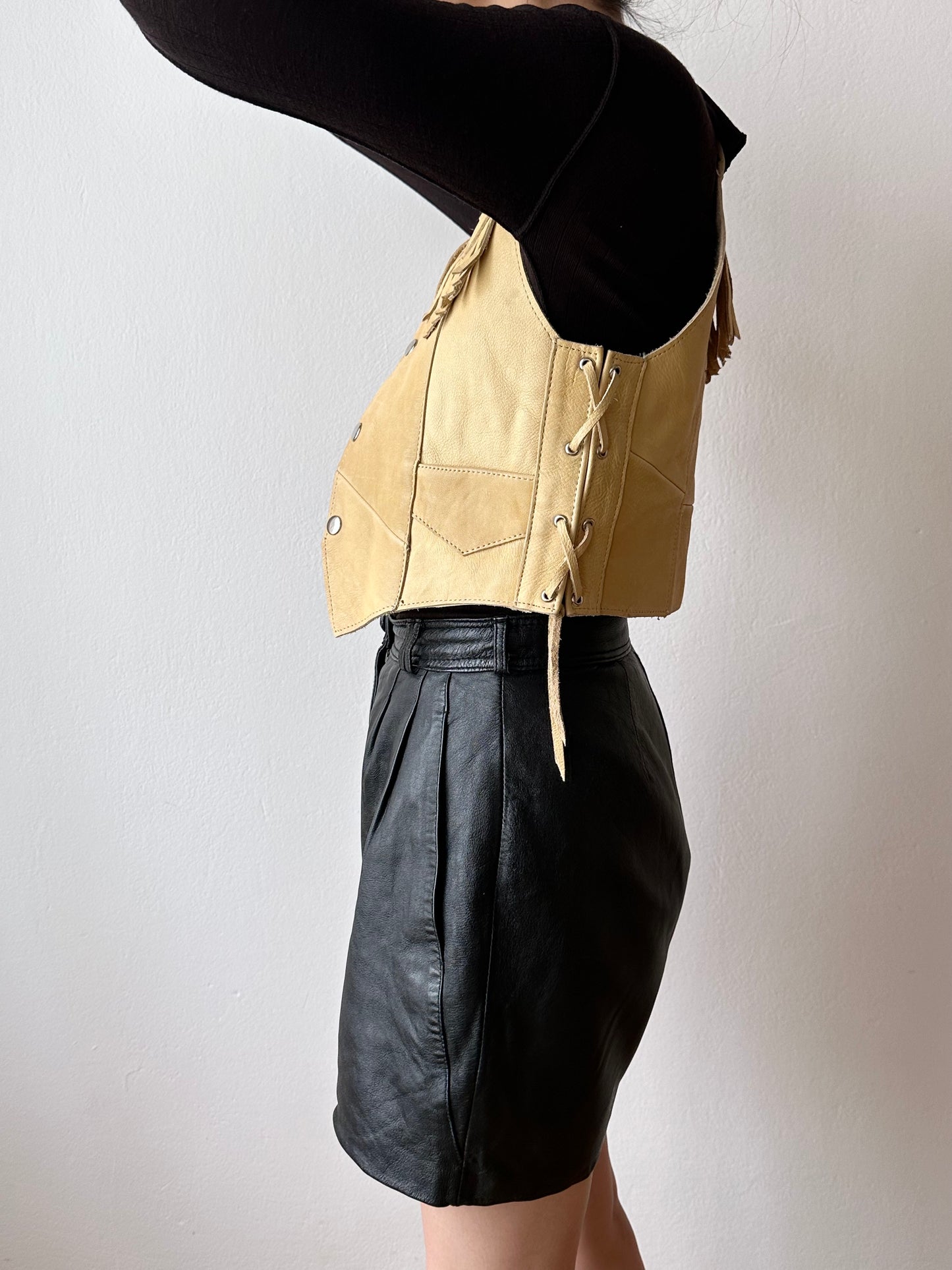 Mexican leather fringe vest