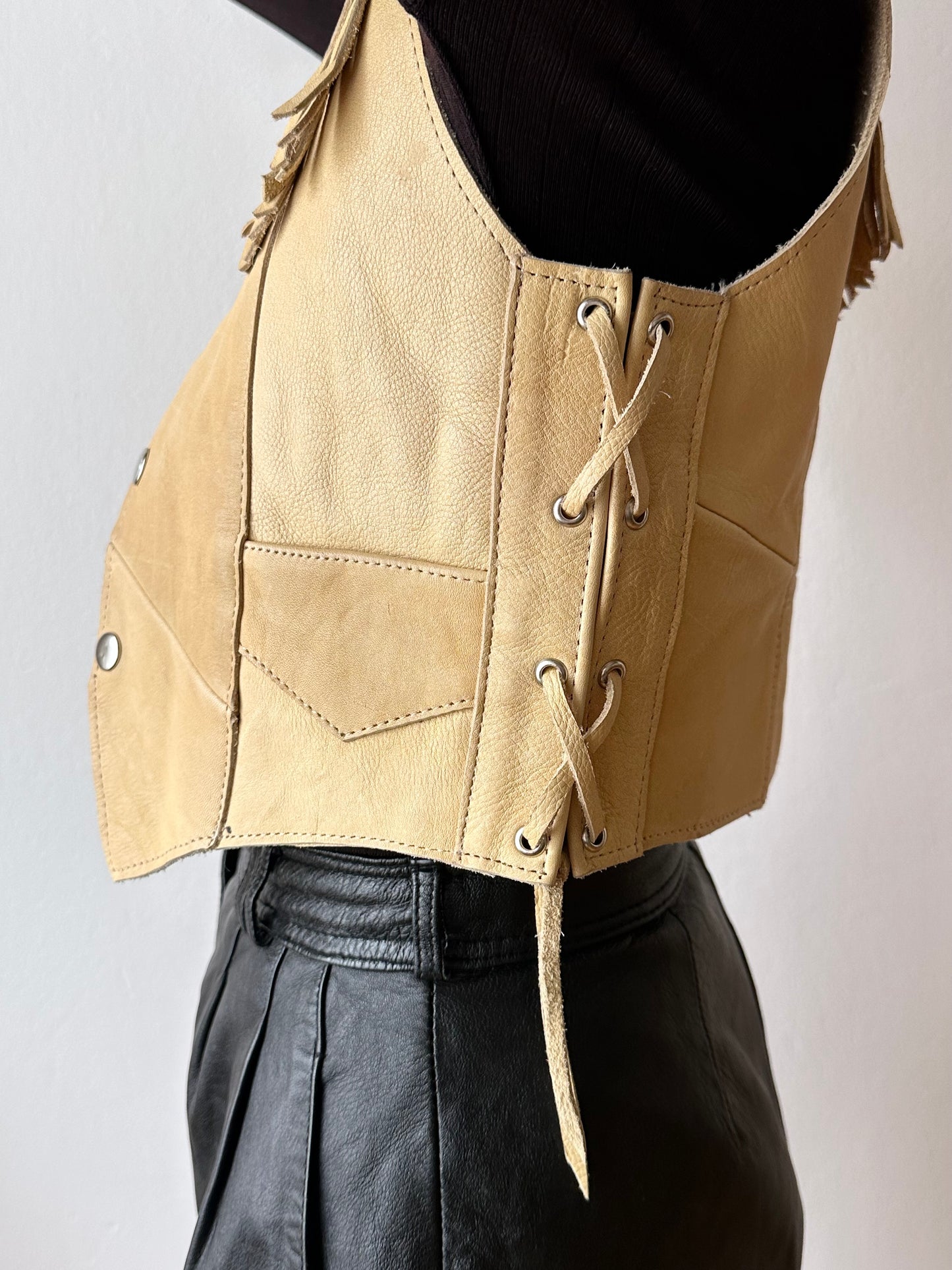 Mexican leather fringe vest