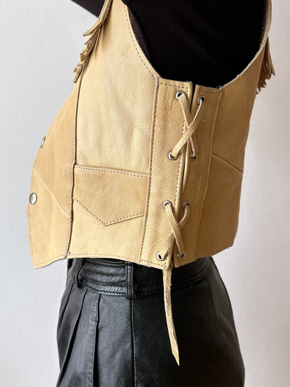 Mexican leather fringe vest