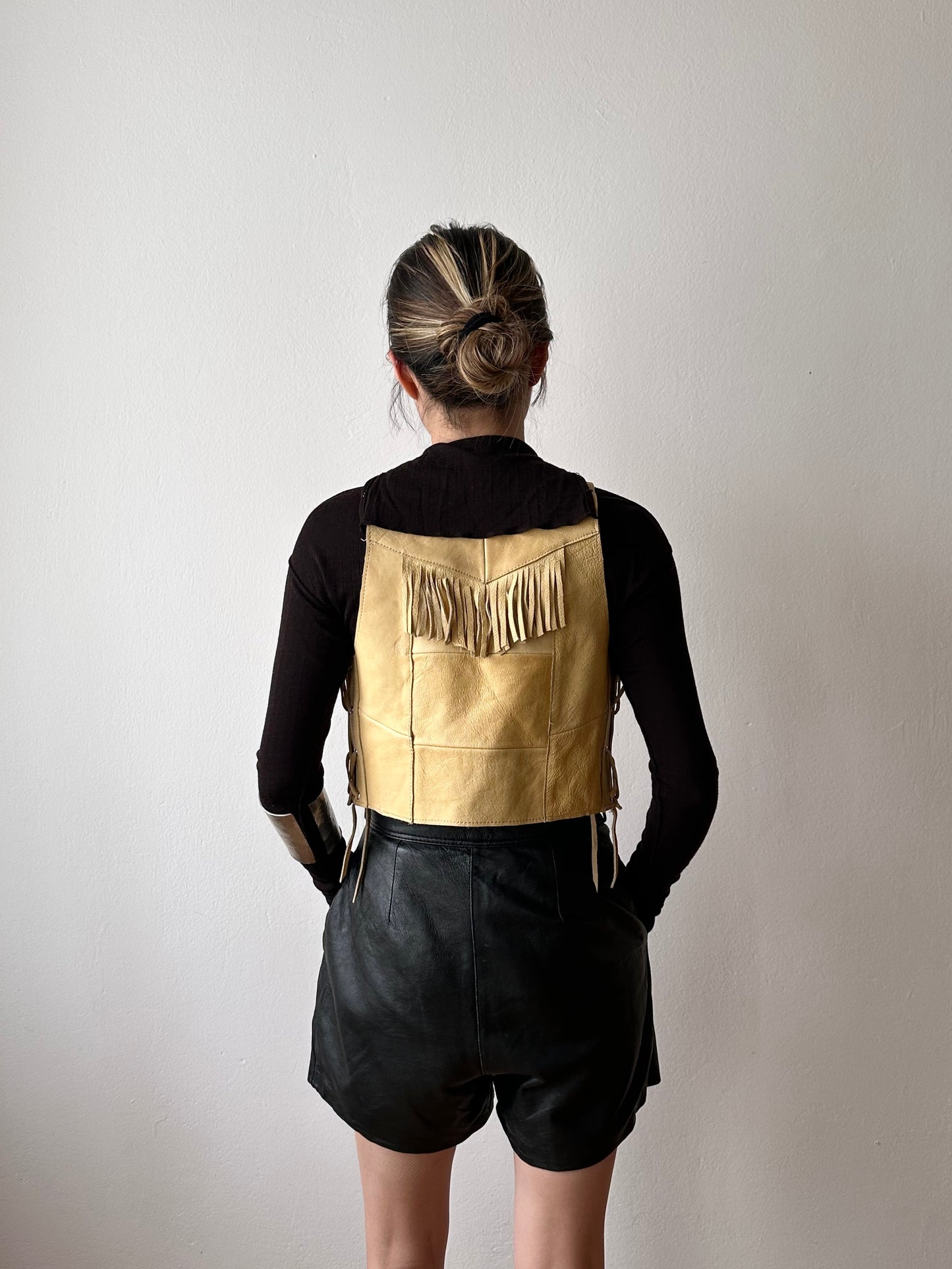 Mexican leather fringe vest