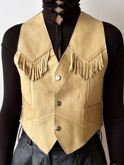 Mexican leather fringe vest