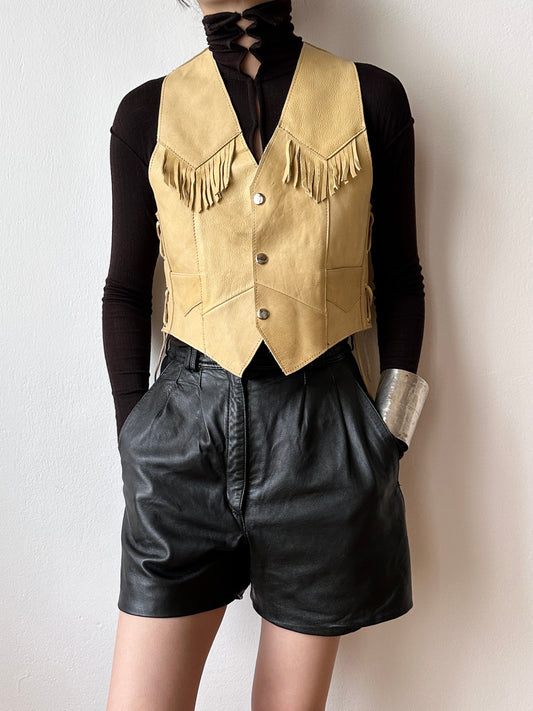Mexican leather fringe vest