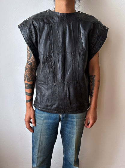 Black leather vest