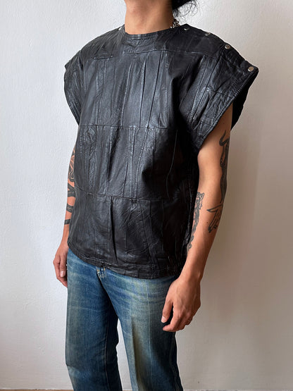 Black leather vest
