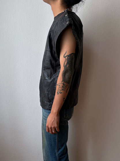Black leather vest