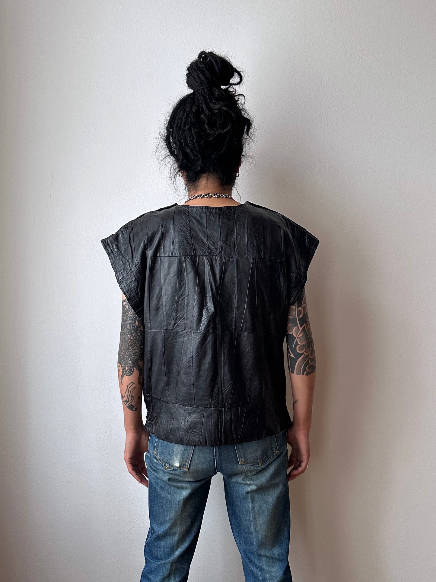 Black leather vest