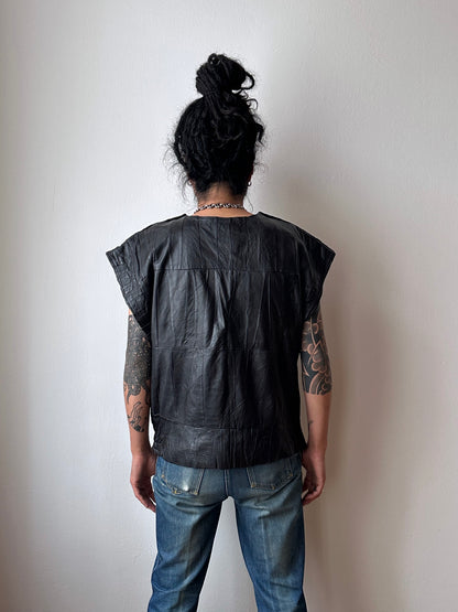 Black leather vest