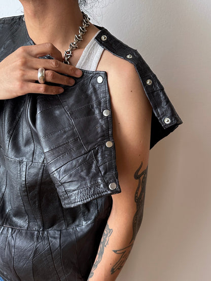 Black leather vest