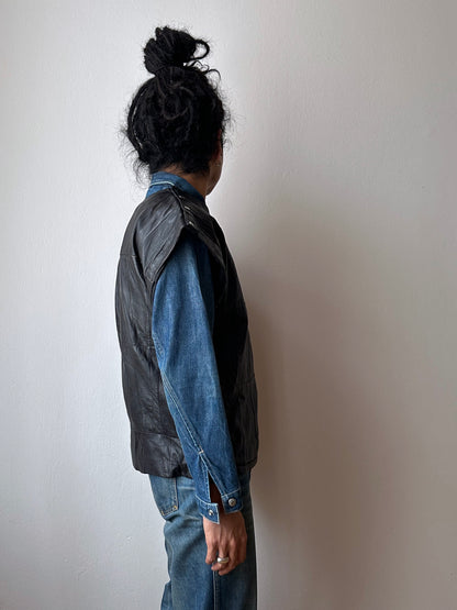 Black leather vest