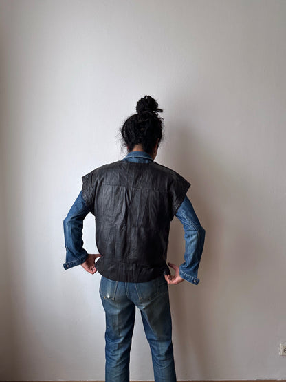 Black leather vest